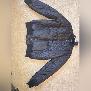 Black Quilted Bomber Jacket